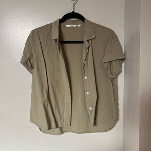 Uniqlo Linen Blend Green Buttondown